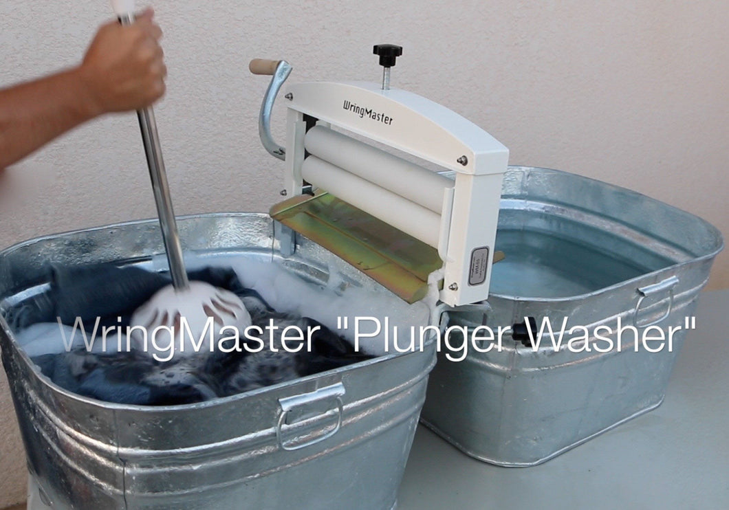 Make a camp washing machine using bucket and plunger